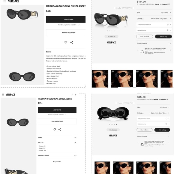 VERSACE MEDUSA OVAL AS SEEN ON EMILY RATAJKOWSKI FOR 2022 VERSACE CAMPAIGN - Picture 9 of 16